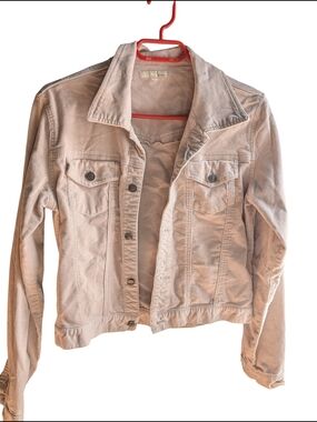 Classic Women's Beige Corduroy Jacket - Casual Button-Up Coat